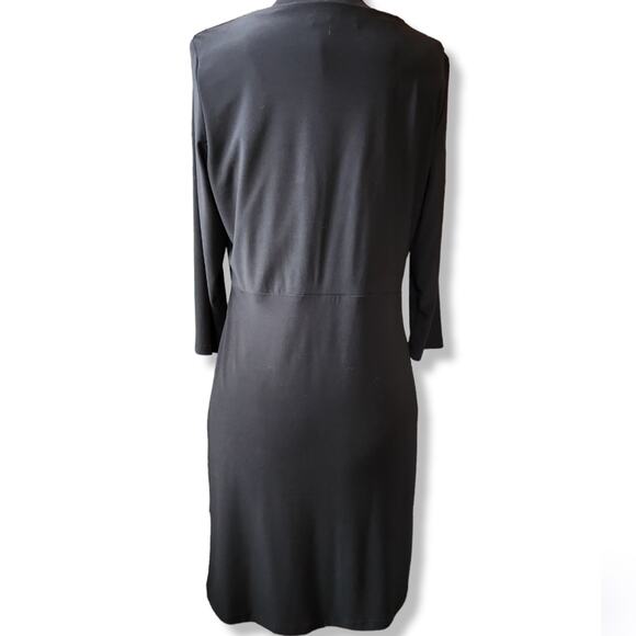 Chic USA-Made Tiana B. Black Dress: Zipper Shoulder, 3/4 Sleeves, Size Large - Picture 2 of 9